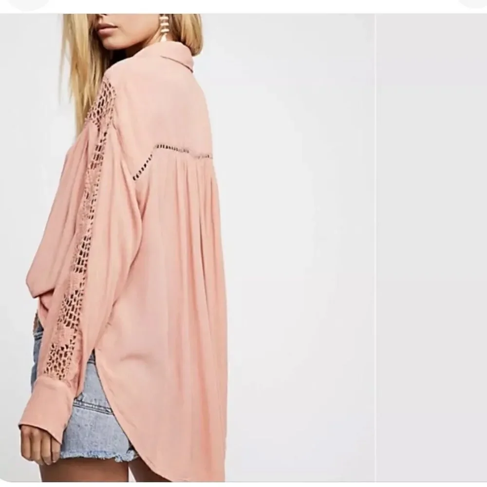 Free People Katie Bird Buttondown Blouse size medium